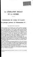 L'indemnisation des victimes de la guerre: les principes généraux de l'indemnisation. II