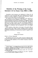 Statistics of the working of the Social Insurance Act in France from 1932 to 1935