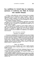 Les conditions de travail dans les industries anciennes et modernes des Etats du Levant sous mandat français