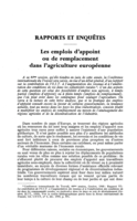 Les emplois d'appoint ou de remplacement dans l'agriculture européenne
