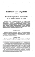 L'activité agricole et industrielle et la main-d'œuvre en Iran