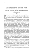 Coût de la vie et prix de détail des denrées alimentaires