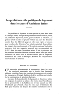 Les problèmes et la politique du logement dans les pays d'Amérique latine