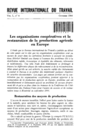 Les organisations coopératives et la restauration de la production agricole en Europe