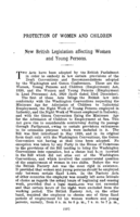 New British legislation affecting women and young persons