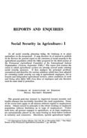 Social security in agriculture: I