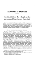 La réinstallation des réfugiés et des personnes déplacées aux Etats-Unis