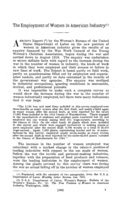 The employment of women in American industry
