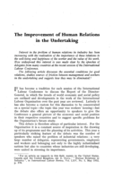 The improvement of human relations in the undertaking