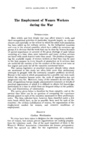 The employment of women workers during the war