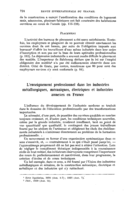 L'enseignement professionnel dans les industries métallurgiques, mécaniques, électriques et industries annexes en France