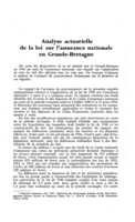 Analyse actuarielle de la loi sur l'assurance nationale en Grande-Bretagne
