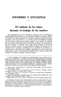 El cuidado de los niños durante el trabajo de las madres