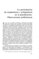 La participación de empleadores y trabajadores en la planificación: observaciones preliminares