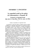 La seguridad social en los países de Centroamérica y Panamá: II, Seminario de Seguridad Social (San José de Costa Rica, 15-25 de enero de 1951)