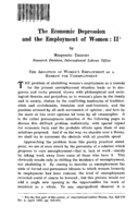 The economic depression and the employment of women: II