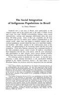 The social integration of indigenous populations in Brazil: I