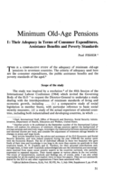 Minimum old-age pensions: I / Their adequacy in terms of consumer expenditures, assistance benefits and poverty standards