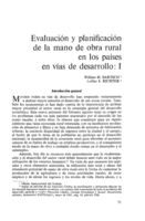 Evaluación y planificación de la mano de obra rural en los países en vías de desarrollo: I
