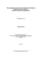 The changing structure of international trade linked to global production systems: what are the policy implications?