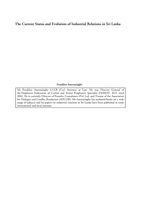 The current status and evolution of industrial relations in Sri Lanka