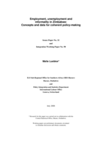 Employment, unemployment and informality in Zimbabwe: concepts and data for coherent policy-making
