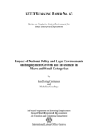 Impact of national policy and legal environments on employment growth and investment in micro and small enterprises