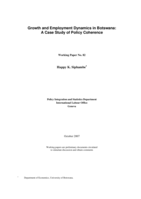 Growth and employment dynamics in Botswana: a case study of policy coherence