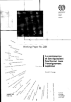 La permanence et son équivalent fonctionnel dans l'enseignement supérieur: document préliminaire destiné à stimuler la discussion et l'analyse critique