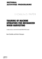 Training of machine operators for mechanized wood harvesting: a study carried out under the EU-funded ERGOWOOD project