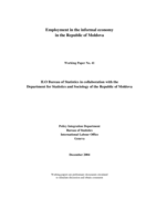 Employment in the informal economy in the Republic of Moldova: ILO Bureau of Statistics in collaboration with the Department for Statistics and Sociology of the Republic of Moldova