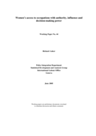 Women's access to occupations with authority, influence and decision-making power