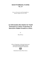 An information revolution for small enterprise in Africa: experience in interactive radio formats in Africa
