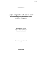 Analyse comparative de la mise en oeuvre du droit à l'égalité de rémunération: modèles et impacts