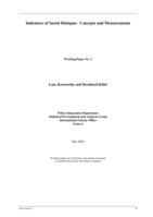 Indicators of social dialogue: concepts and measurements