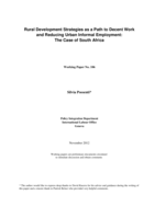 Rural development strategies as a path to decent work and reducing urban informal employment: the case of South Africa