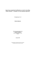 Improving occupational classifications as tools for describing labour markets: a summary of recent national experiences