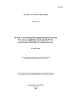 The role of local authorities in promoting decent work: towards an applied research agenda for the construction and urban development sector