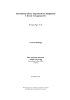 International labour migration from Bangladesh: a decent work perspective