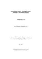 International finance: meeting the needs of people in developing countries