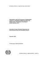 Information note for the group of independent experts on standards-related activities and decent work: prospects in the field of social security (rev.)