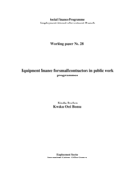 Equipment finance for small contractors in public work programmes