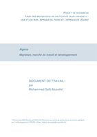 Algérie: migration, marché du travail et développement. Projet de recherche : faire des migrations un facteur de développement : une étude sur l'Afrique du Nord et l'Afrique de l'Ouest