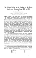The labour market in the Kingdom of the Serbs, Croats, and Slovenes from 1919 to 1923