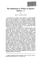 The employment of women in Japanese industry: I