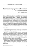 Positive action programmes for women: 1, A theoretical analysis