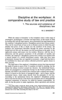 Discipline at the workplace: a comparative study of law and practice. 1, The sources and substance of disciplinary law