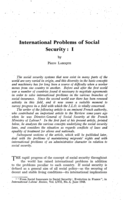 International problems of social security: I