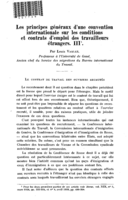 Les principes généraux d'une convention internationale sur les conditions et contrats d'emploi des travailleurs étrangers: III