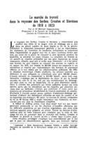 Le marché du travail dans le royaume des Serbes, Croates et Slovènes de 1919 à 1923